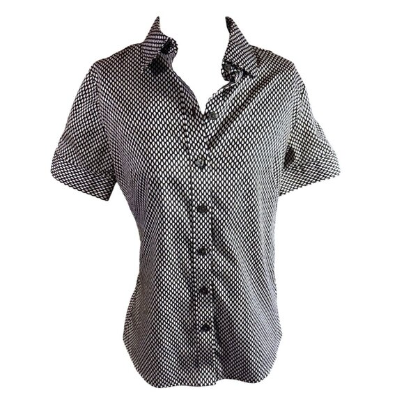 Banana Republic Tops - Banana Republic Womens Black & White Non-Iron Button-Up Blouse Size 2